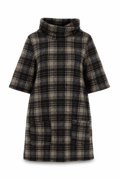 Stella Morgan Womens Multicoloured Plaid Polyester Jumper Dress Size 8 Roll Neck Pullover