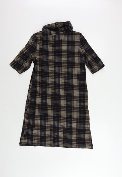 Stella Morgan Womens Multicoloured Plaid Polyester Jumper Dress Size 8 Roll Neck Pullover