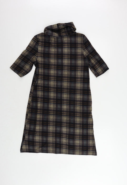 Stella Morgan Womens Multicoloured Plaid Polyester Jumper Dress Size 8 Roll Neck Pullover