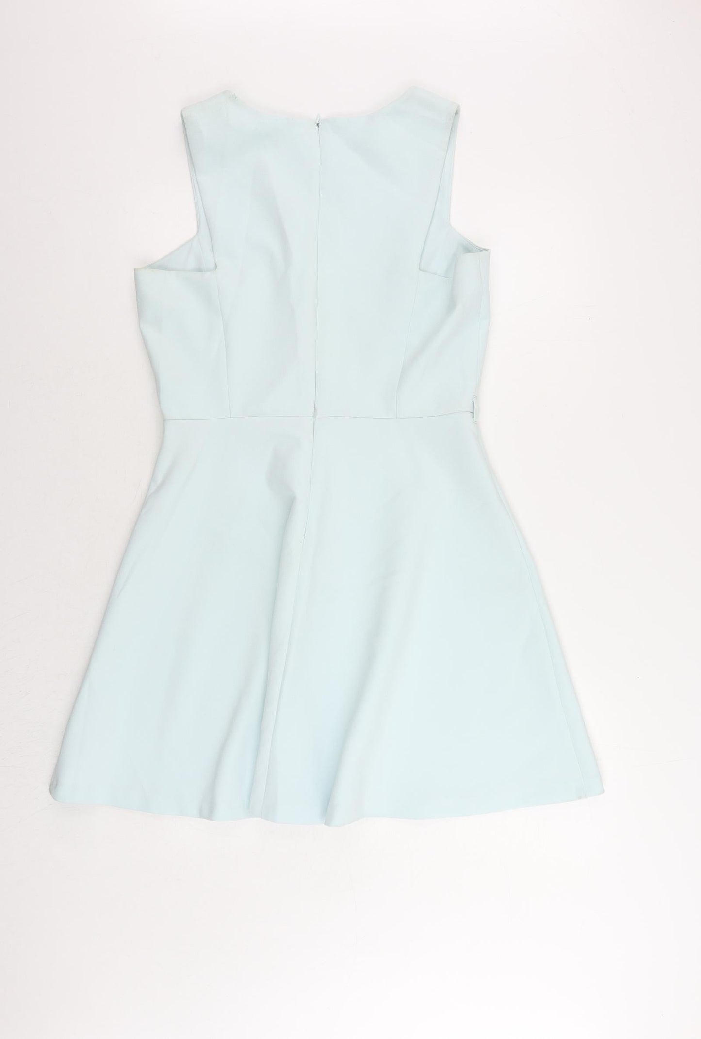 Miss Selfridge Womens Blue Polyester Skater Dress Size 14 V-Neck Zip