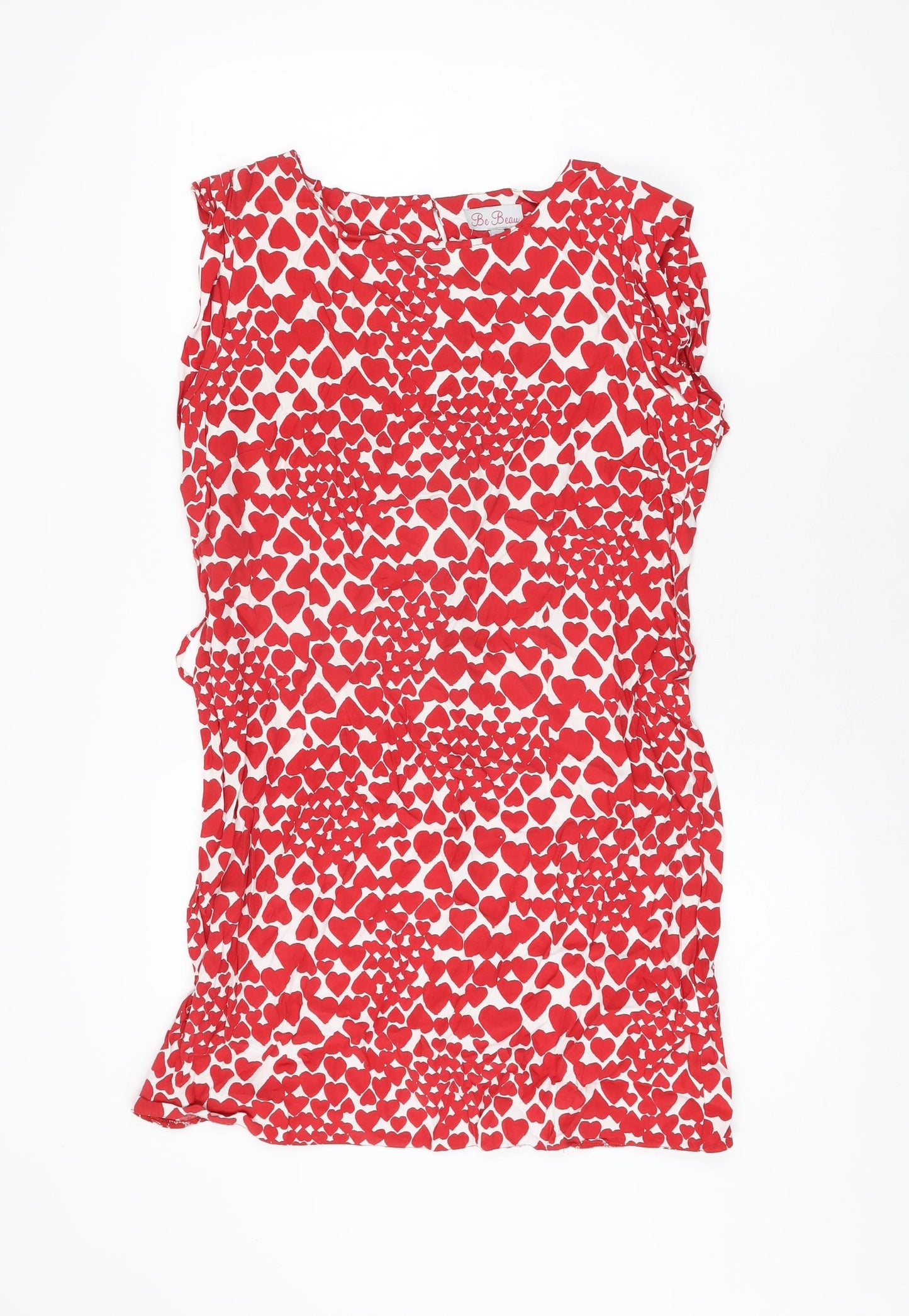 Be Beau Womens Red Geometric Viscose Shift Size 16 Round Neck Zip