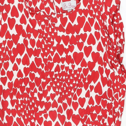 Be Beau Womens Red Geometric Viscose Shift Size 16 Round Neck Zip