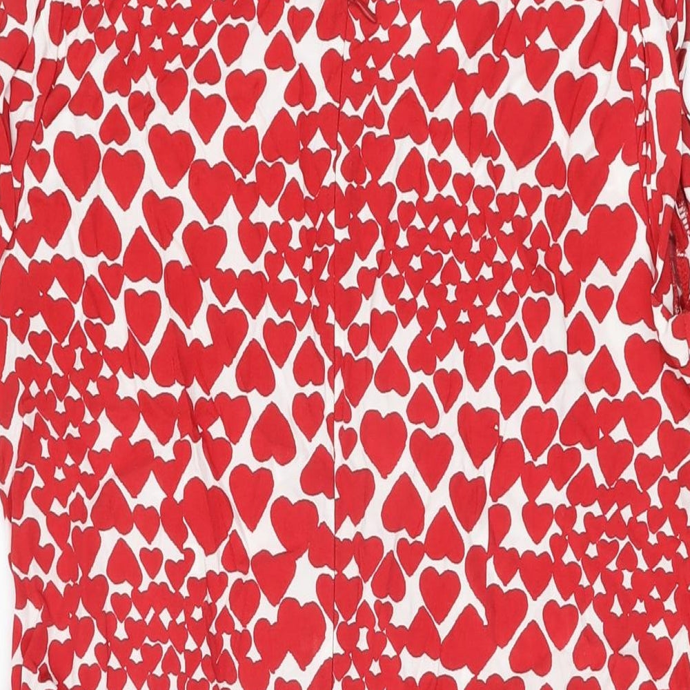 Be Beau Womens Red Geometric Viscose Shift Size 16 Round Neck Zip