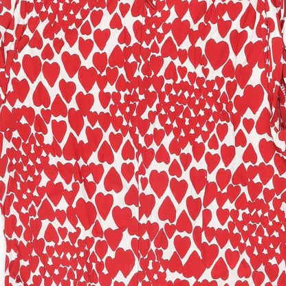 Be Beau Womens Red Geometric Viscose Shift Size 16 Round Neck Zip