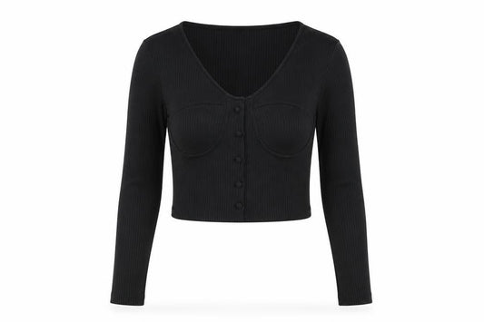 Womens UK Size 8 Nasty Gal Black Cropped T-Shirt