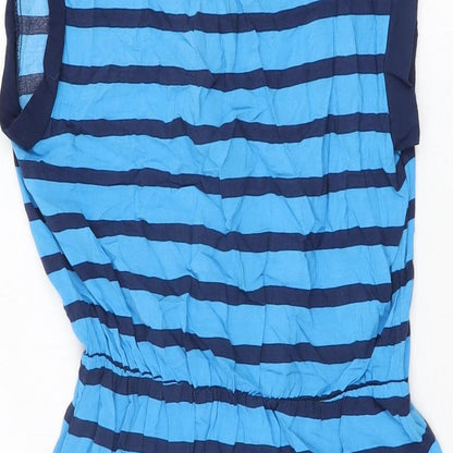 Gap Womens Blue Striped Rayon Skater Dress Size S V-Neck Pullover