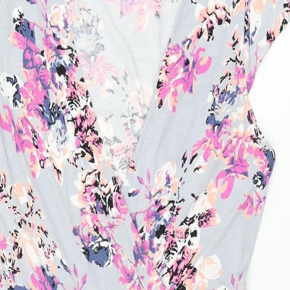 Dorothy Perkins Womens Blue Floral Viscose Shift Size 14 V-Neck Pullover