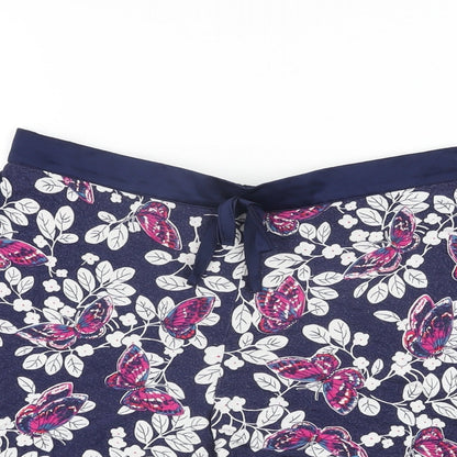 Marks and Spencer Womens Blue Floral Viscose Top Sleep Shorts Size 8 Drawstring