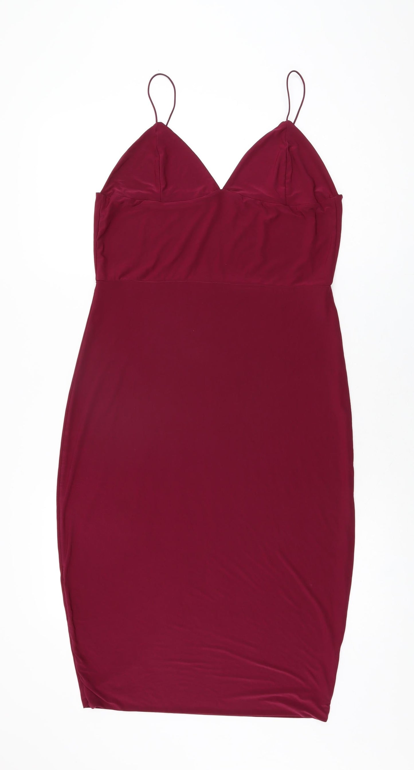 Missguided Womens Red Polyester Bodycon Size 14 V-Neck Pullover