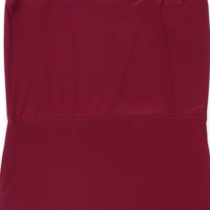 Missguided Womens Red Polyester Bodycon Size 14 V-Neck Pullover