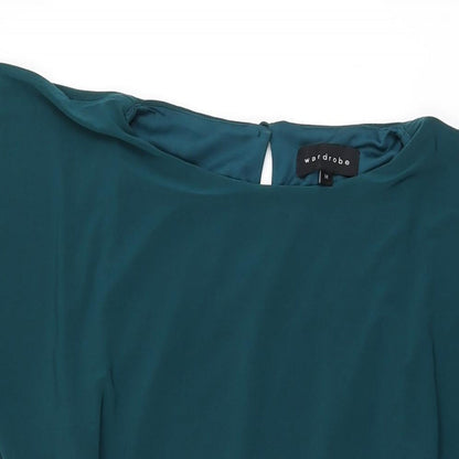 Wardrobe Womens Green Polyester Shift Size M Boat Neck Pullover