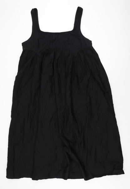ASOS Womens Black Cotton Shift Size 16 Scoop Neck Pullover