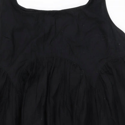 ASOS Womens Black Cotton Shift Size 16 Scoop Neck Pullover