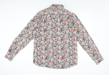 NEXT Mens Multicoloured Floral Cotton Button-Up Size M Collared Button