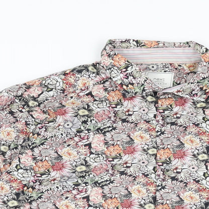 NEXT Mens Multicoloured Floral Cotton Button-Up Size M Collared Button