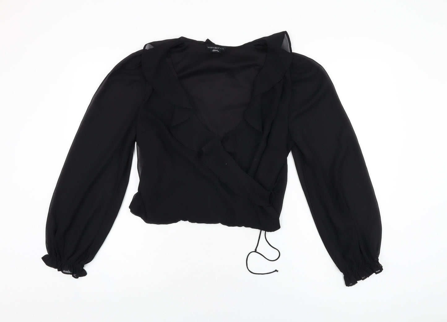 Womens UK Size M Wednesday's Girl Black Wrap Blouse