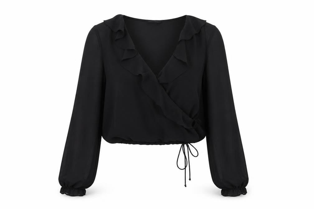 Womens UK Size M Wednesday's Girl Black Wrap Blouse