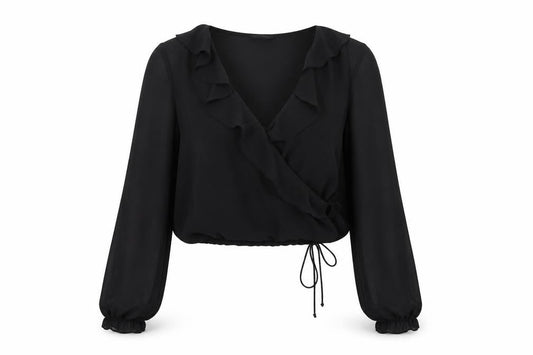 Womens UK Size M Wednesday's Girl Black Wrap Blouse