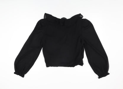 Womens UK Size M Wednesday's Girl Black Wrap Blouse