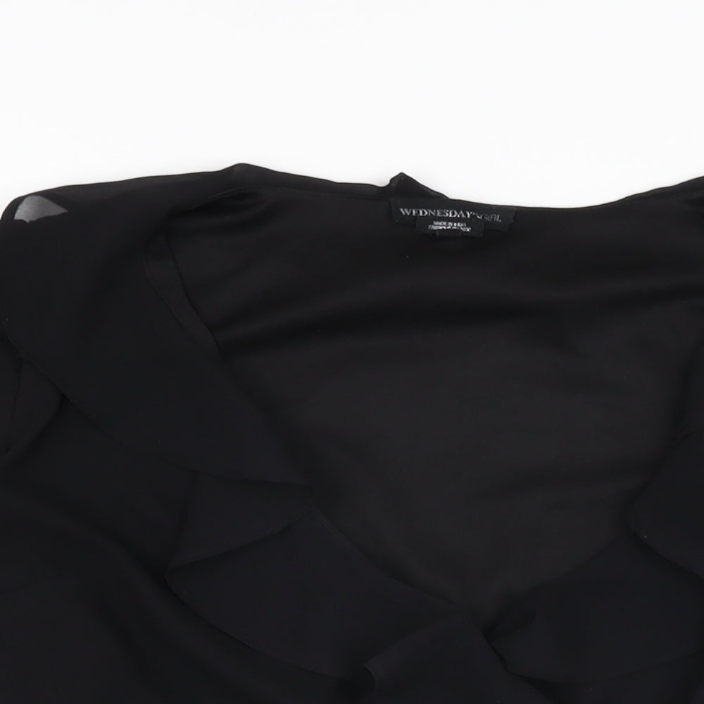 Womens UK Size M Wednesday's Girl Black Wrap Blouse