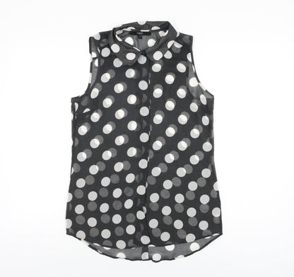 Womens UK Size 8 NEXT Black Basic Button-Up