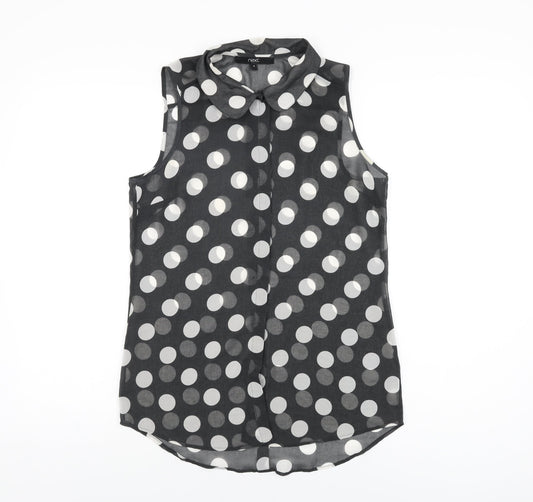 Womens UK Size 8 NEXT Black Basic Button-Up