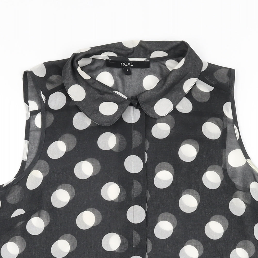 Womens UK Size 8 NEXT Black Basic Button-Up