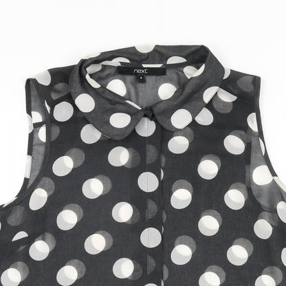 Womens UK Size 8 NEXT Black Basic Button-Up