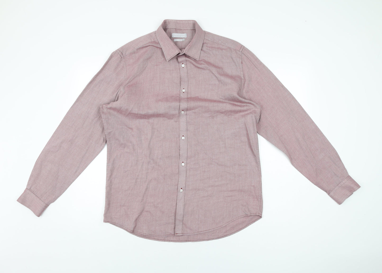 Red Herring Mens Red Polyester Dress Shirt Size 42 Collared Button