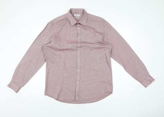 Red Herring Mens Red Polyester Dress Shirt Size 42 Collared Button