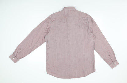 Red Herring Mens Red Polyester Dress Shirt Size 42 Collared Button