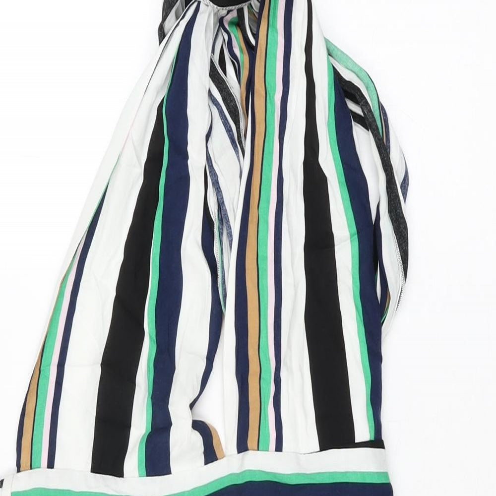 PRETTYLITTLETHING Womens White Striped Viscose Playsuit One-Piece Size 12 L3 in Zip