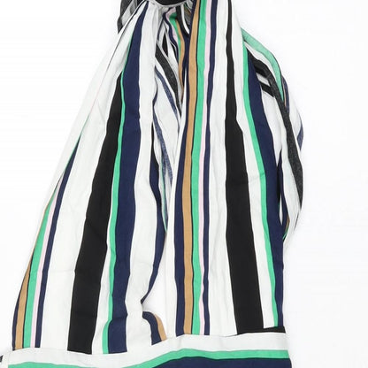 PRETTYLITTLETHING Womens White Striped Viscose Playsuit One-Piece Size 12 L3 in Zip