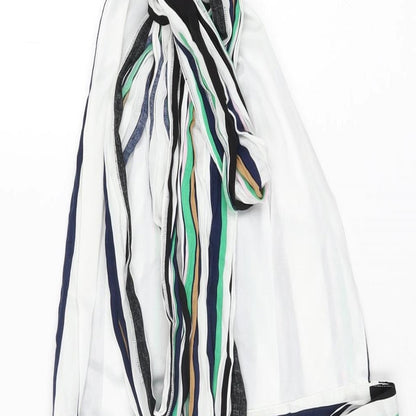 PRETTYLITTLETHING Womens White Striped Viscose Playsuit One-Piece Size 12 L3 in Zip