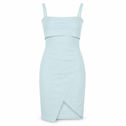 New Look Womens Blue Polyester Bodycon Size 10 Square Neck Zip