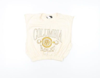 Womens UK Size S PRETTYLITTLETHING Ivory Cropped T-Shirt