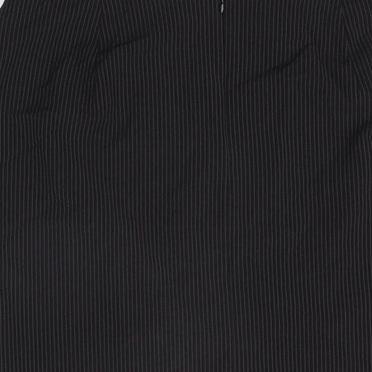 Marks and Spencer Womens Black Striped Polyester Straight & Pencil Skirt Size 14 Zip