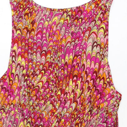Chelsea Girl Womens Multicoloured Geometric Polyester Skater Dress Size 12 Round Neck Pullover