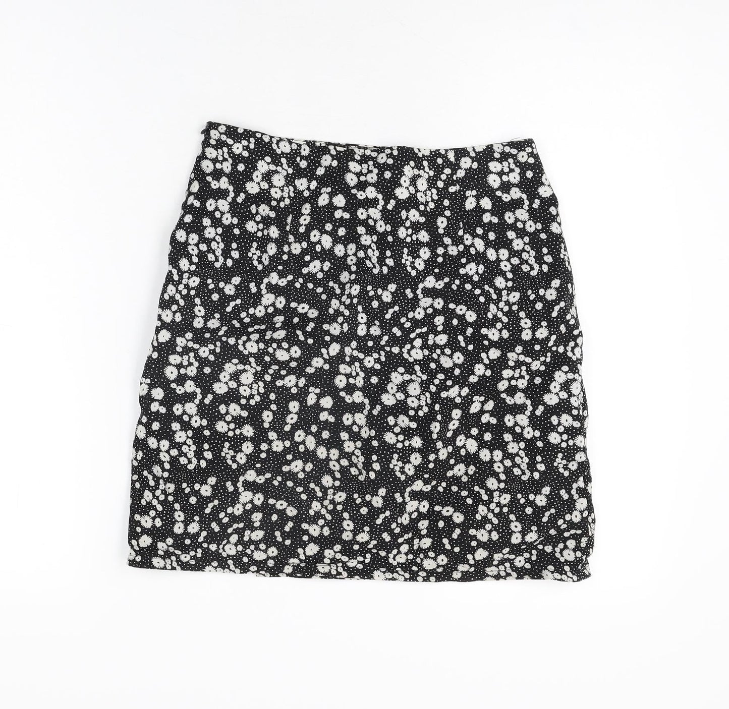 Daisy Street Womens Black Floral Polyester Mini Skirt Size 6 Zip