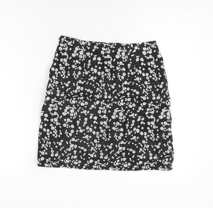 Daisy Street Womens Black Floral Polyester Mini Skirt Size 6 Zip