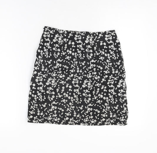 Daisy Street Womens Black Floral Polyester Mini Skirt Size 6 Zip