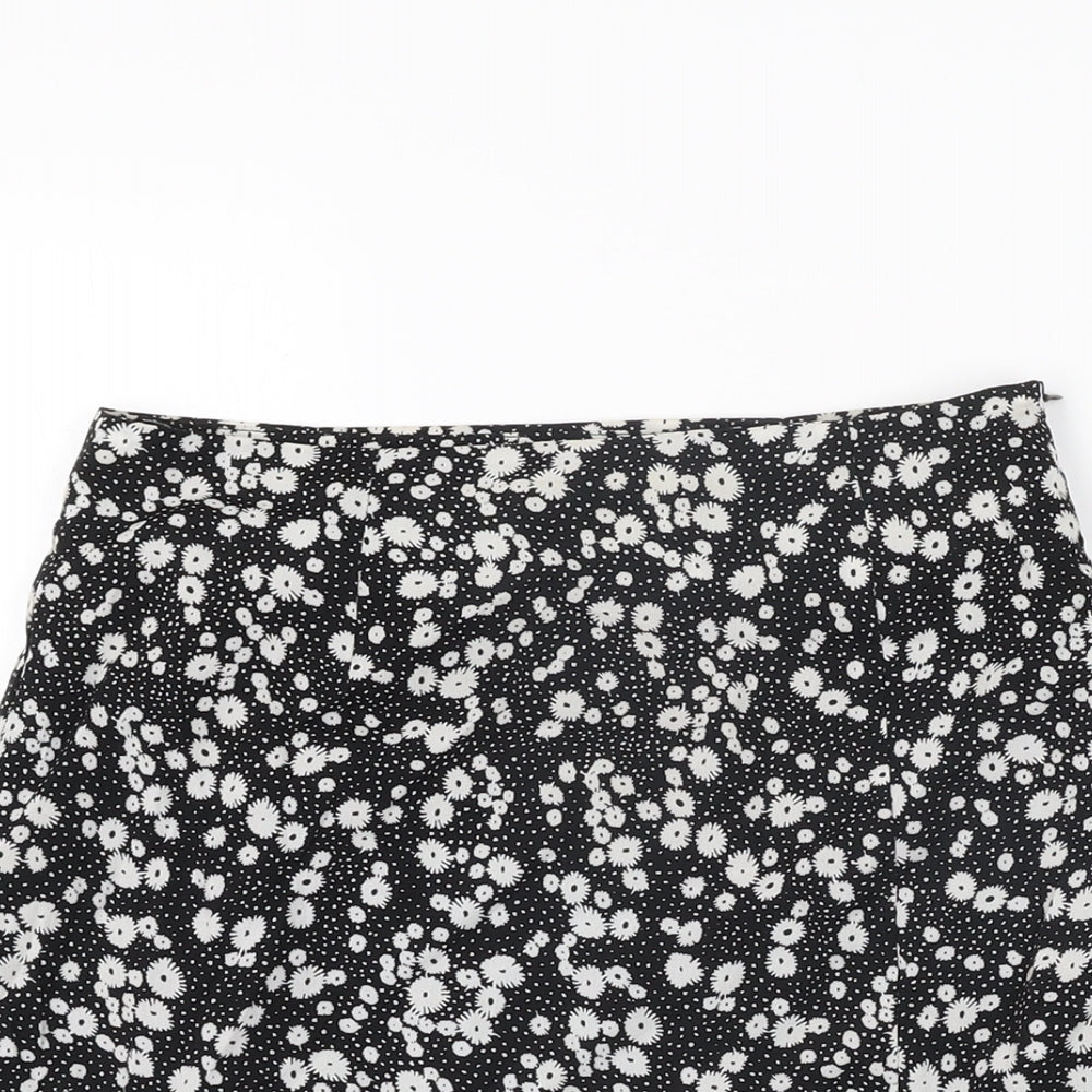 Daisy Street Womens Black Floral Polyester Mini Skirt Size 6 Zip