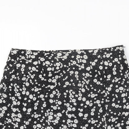 Daisy Street Womens Black Floral Polyester Mini Skirt Size 6 Zip