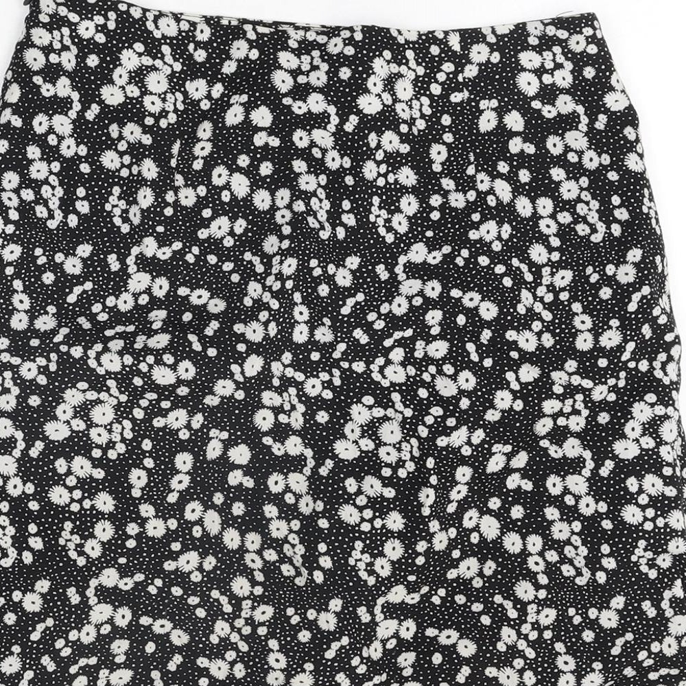 Daisy Street Womens Black Floral Polyester Mini Skirt Size 6 Zip