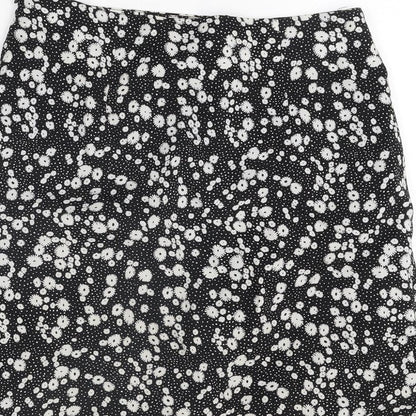 Daisy Street Womens Black Floral Polyester Mini Skirt Size 6 Zip