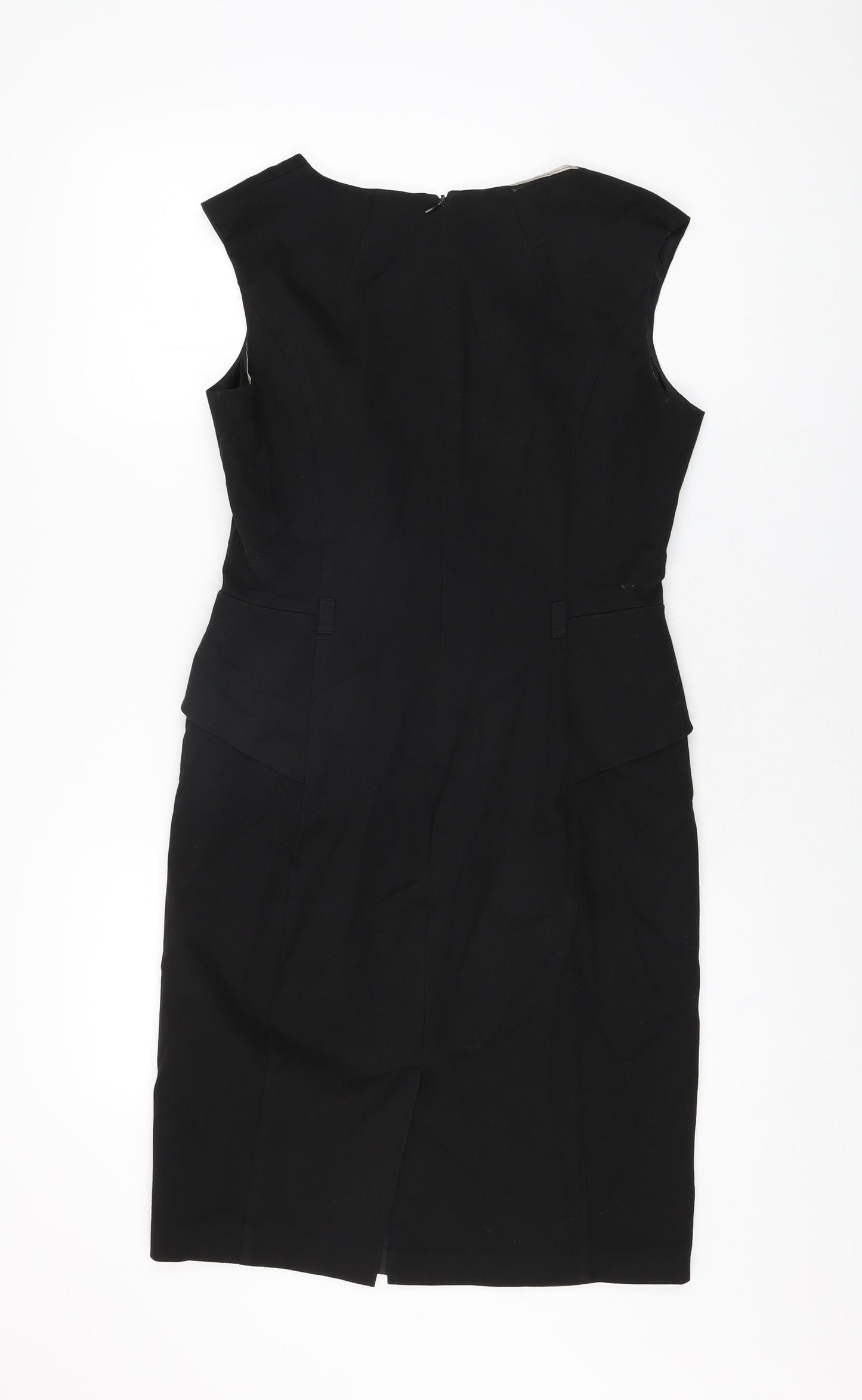 NEXT Womens Black Polyester Bodycon Size 10 V-Neck Zip