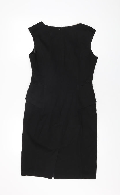 NEXT Womens Black Polyester Bodycon Size 10 V-Neck Zip