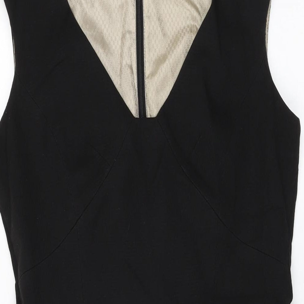 NEXT Womens Black Polyester Bodycon Size 10 V-Neck Zip