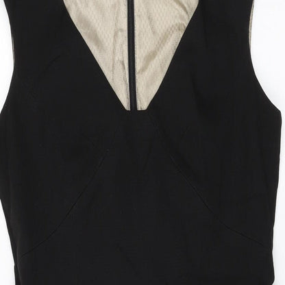 NEXT Womens Black Polyester Bodycon Size 10 V-Neck Zip