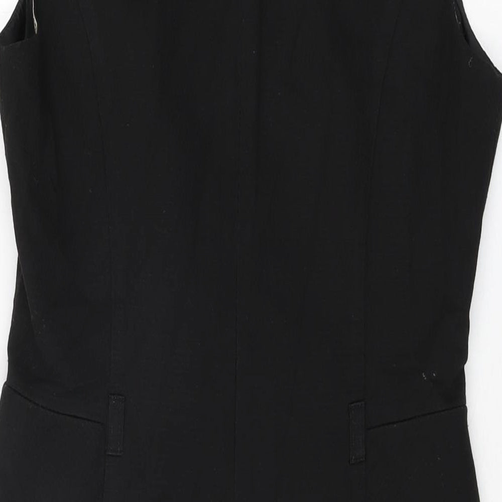 NEXT Womens Black Polyester Bodycon Size 10 V-Neck Zip